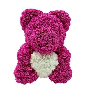Αρκουδάκι από Τεχνητά Ροζ Τριαντάφυλλα 1