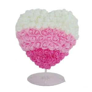 Καρδιά από Τεχνητά Λευκά Ροζ Φούξια Τριαντάφυλλα