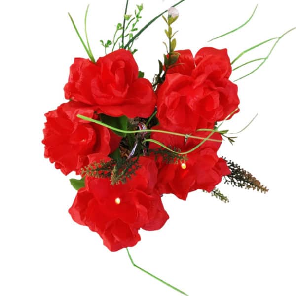 Μεταλλική Γλάστρα με Φωτιζόμενα Κόκκινα Λουλούδια2
