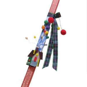 Χειροποίητη Πασχαλινή Λαμπάδα Σπιτάκι με Μπαλόνια 1