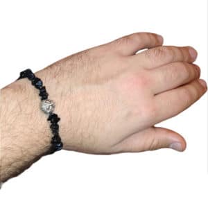 Χειροποίητο Aνδρικό Bραχιόλι με Ακανόνιστες Ημιπολύτιμες Πέτρες και Λιοντάρι2