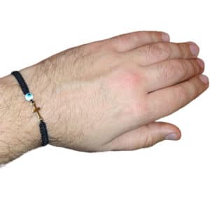 Χειροποίητο Unisex Βραχιόλι με Macrame Πλέξη και Σταυρό Χρυσό 1