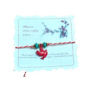 Χειροποίητο Μαρτάκι με Περιστέρι Επίχρυσο Αιματίτη και Χαολίτη 2