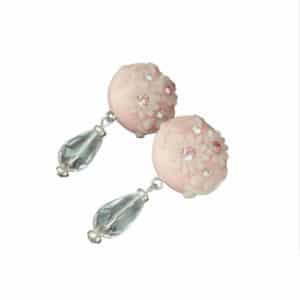 Χειροποίητα Κρεμαστά Σκουλαρίκια Κλιπς με Λουλούδια και Στρας 1