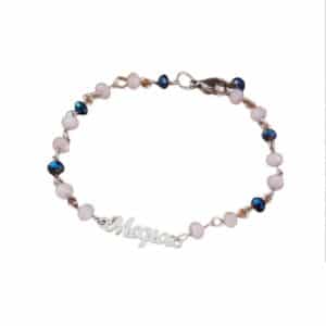 Χειροποίητο Ατσάλινο Βραχιόλι Μαμά Μπλε Λευκό 1