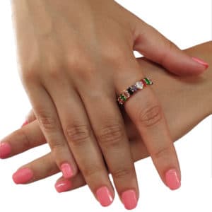 Γυναικείο Ατσάλινο Επιχρυσωμένο Δαχτυλίδι με Καρφωτά Χρωματιστά Ζιργκόν 1