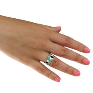 Γυναικείο Ατσάλινο Επιχρυσωμένο Δαχτυλίδι με Ματάκια Σμάλτο 1