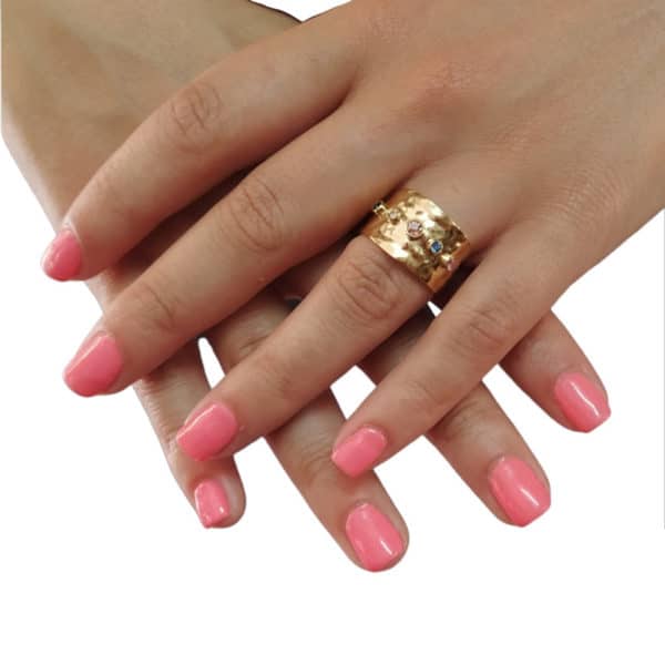 Γυναικείο Ατσάλινο Επιχρυσωμένο Δαχτυλίδι με Χρωματιστά Ζιργκόν 1