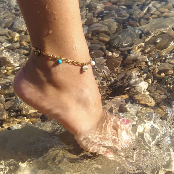 Χειροποίητο Γυναικείο Βραχιολάκι Ποδιού με Ατσάλινη Αλυσίδα Charms 3