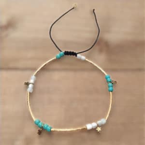 Χειροποίητο Γυναικείο Βραχιολάκι Ποδιού με Επίχρυσες Μπάρες 1