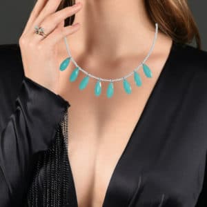 Γυναικείο Καλοκαιρινό Κολιέ με Λευκές Χάντρες Τιρκουάζ Δάκρυα 1