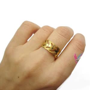 Γυναικείο Ατσάλινο Επιχρυσωμένο Δαχτυλίδι με Σχέδιο Φτερό 2