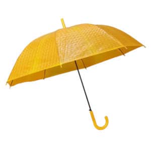 Αντιανεμική Ομπρέλα Βροχής με Μπαστούνι με Όψη Βιτρό Κίτρινη 1
