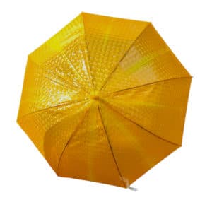 Αντιανεμική Ομπρέλα Βροχής με Μπαστούνι με Όψη Βιτρό Κίτρινη 2
