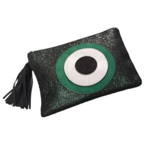 Γυναικεία Τσάντα Φάκελος Ιριδίζουσα με Μάτι Μαύρη Πράσινη 1