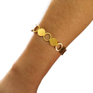 Γυναικείο Ατσάλινο Eπιχρυσωμένο Bραχιόλι Bέργα με Κύκλους 2