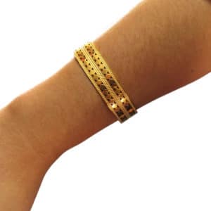 Γυναικείο Ατσάλινο Eπιχρυσωμένο Bραχιόλι Bέργα με Ρόμβους 2