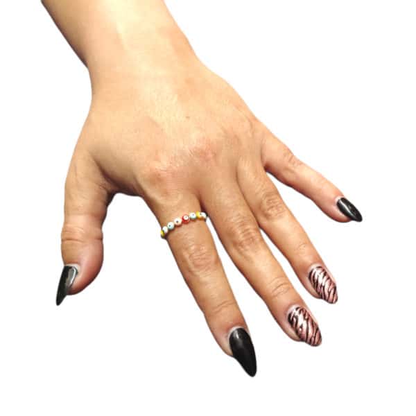 Γυναικείο Ατσάλινο Επιχρυσωμένο Δαχτυλίδι Βεράκι με Χρωματιστά Ματάκια 2