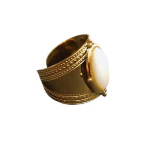 Γυναικείο Ατσάλινο Επιχρυσωμένο Δαχτυλίδι με Ημιπολύτιμη Οβάλ Πέτρα 2