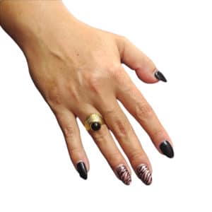 Γυναικείο Ατσάλινο Επιχρυσωμένο Δαχτυλίδι με Μαύρη Πέτρα 2