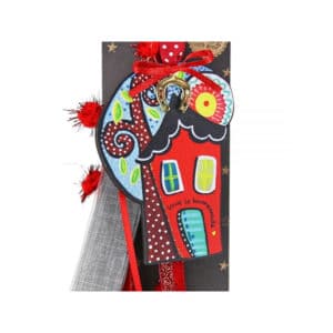 Χειροποίητο Γούρι Ξύλινο Σπίτι Funky Homemade Κόκκινο 1