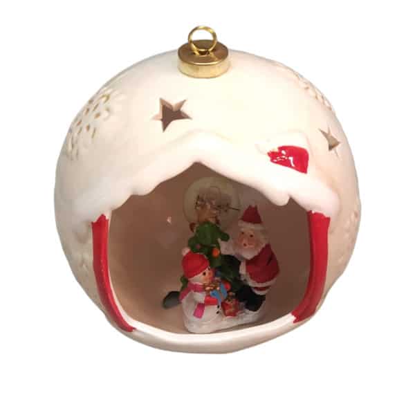 Χριστουγεννιάτικη Διακοσμητική Μπάλα Πορσελάνης με Φως Άγιος Βασίλης 1