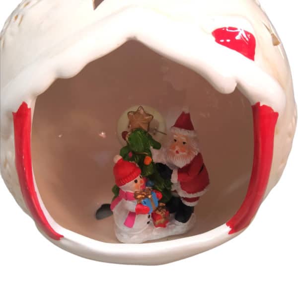 Χριστουγεννιάτικη Διακοσμητική Μπάλα Πορσελάνης με Φως Άγιος Βασίλης 2