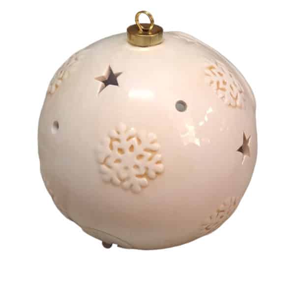 Χριστουγεννιάτικη Διακοσμητική Μπάλα Πορσελάνης με Φως Άγιος Βασίλης 4