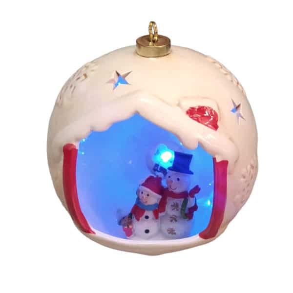 Χριστουγεννιάτικη Διακοσμητική Μπάλα Πορσελανης με Φως 3