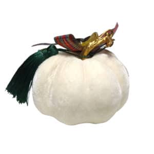 Χειροποίητη Βελούδινη Κολοκύθα Γούρι 23 Εκρού 2