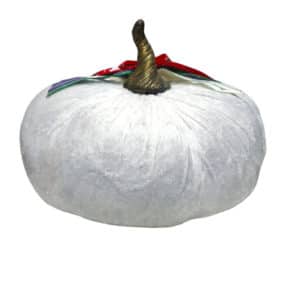 Χειροποίητη Βελούδινη Κολοκύθα Γούρι 23 Λευκή 2