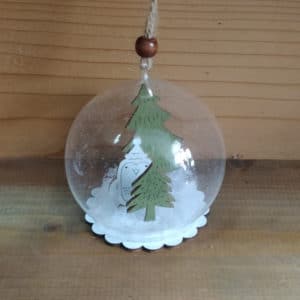 Χειροποίητη Χριστουγεννιάτικη Γυάλινη Μπάλα Κουκουβάγια